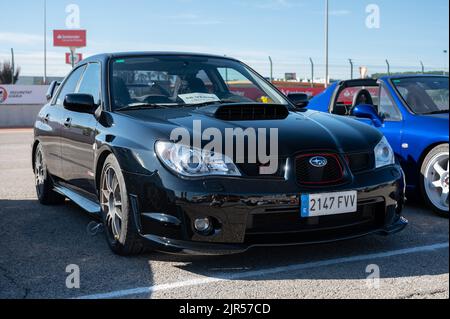 Una seconda generazione Subaru Impreza Hawkeye nero Foto Stock