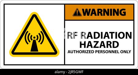 Avvertenza pericolo di radiazioni RF solo segnale autorizzato su sfondo bianco Illustrazione Vettoriale