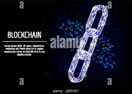Tecnologia Blockchain vettore geometrico poligonale arte sfondo Illustrazione Vettoriale