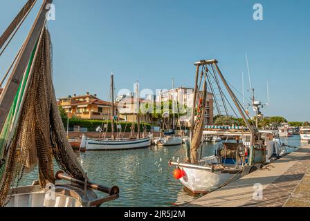 La pesca del porto e marina di Cervia, Emilia Romagna, Italia. Foto Stock