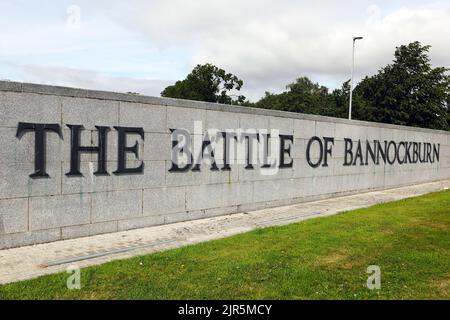 L'entrata del centro visitatori della Battaglia di Bannockburn, dove il re degli scozzesi, Robert Bruce, ebbe un vincitore sull'esercito del re Edoardo II d'Inghilterra Foto Stock