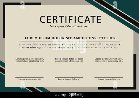 Modello di certificato di apprezzamento di lusso di colore grigio, verde scuro e nero. Visualizzazione del bordo del certificato multiuso. Illustrazione Vettoriale