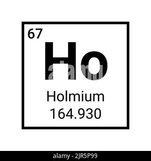 Tabella periodica olmio elemento chimica simbolo vettore scienza atomica icona. Illustrazione Vettoriale