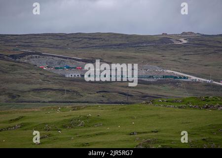 Sviluppo di fattorie a vento, costruzione di sire, Mainland, Shetland. Foto Stock