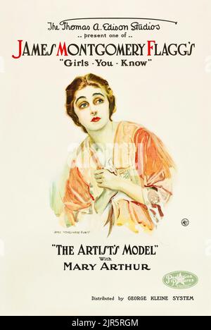 Poster del film d'epoca - il modello dell'artista di James Montgomery Flagg (George Kleine System, 1918) Mary Arthur Foto Stock