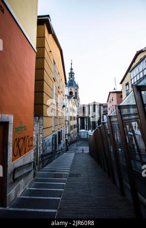 Rampe meccaniche nel centro storico di Vitoria-Gasteiz, Paesi Baschi Foto Stock