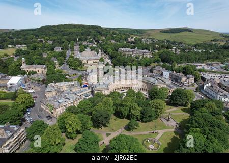 Buxton città Derbyshire picco distretto UK drone vista aerea Foto Stock