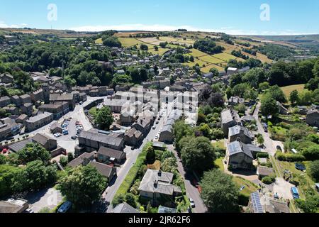 Holmfirth West Yorkshire, Inghilterra vista aerea drone Foto Stock