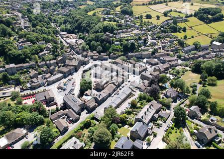 Holmfirth West Yorkshire, Inghilterra vista aerea drone Foto Stock