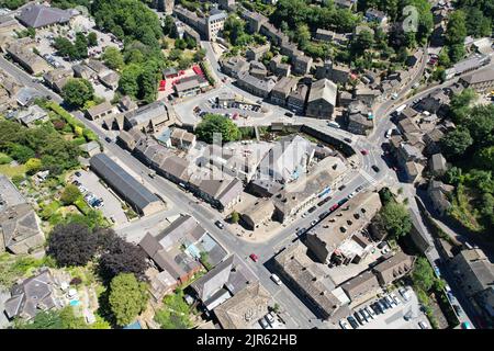 Holmfirth West Yorkshire, Inghilterra vista aerea drone Foto Stock