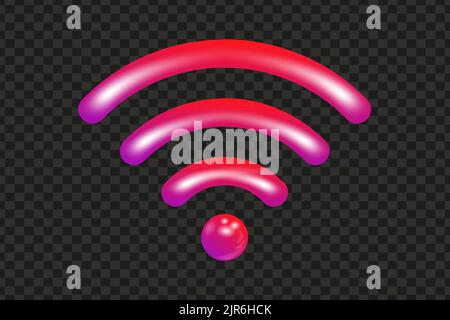 Icona WIFI 3D realistico. Simbolo della rete wireless. Illustrazione vettoriale isolata su sfondo bianco. Illustrazione Vettoriale