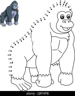 Pagina da colorare DOT to Dot Gorilla per bambini Illustrazione Vettoriale