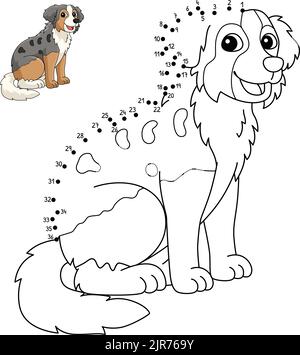 Pagina Dot to Dot Australian Shepherd Coloring Illustrazione Vettoriale