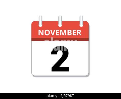 Novembre, 2nd vettore icona calendario, concetto di pianificazione, business e compiti Illustrazione Vettoriale