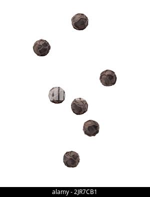 Caduta pepe nero, pepe, isolato su fondo bianco, ritaglio percorso, piena profondità di campo Foto Stock