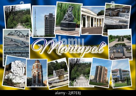 La bella città di Mariupol in Ucraina (dopoguerra) Foto Stock