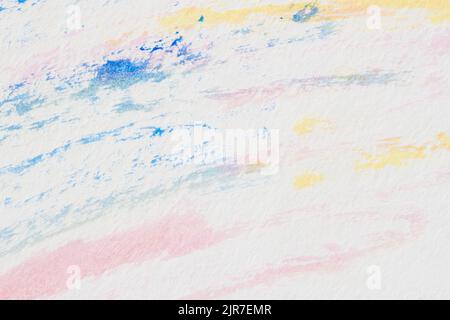 Acquerello astratto macchie e schizzi di colore pastello chiaro sfocato sulla carta. Background artistico Foto Stock
