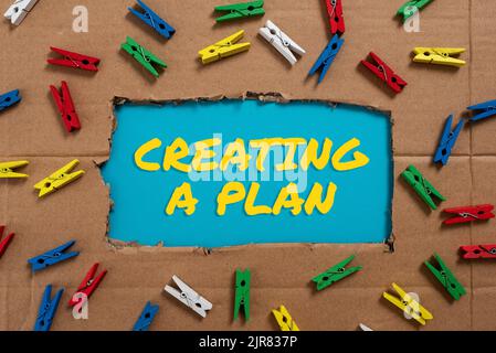 Visualizzazione concettuale creazione Di un piano. Approccio aziendale stabilire le fasi da seguire per una strategia di progetto per il successo idee importanti scritte sotto strappato Foto Stock