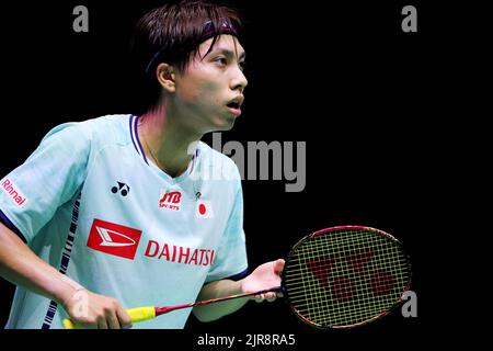 Kodai Naraoka (JPN), 22 AGOSTO 2022 - Badminton : TotalEnergies BWF World Championships 2022 Men's Singles Round 1 al Tokyo Metropolitan Gymnasium di Tokyo, Giappone. (Foto di Naoki Nishimura/AFLO SPORT) Foto Stock