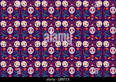 disegno a mano piatto dia de muertos Illustrazione Vettoriale