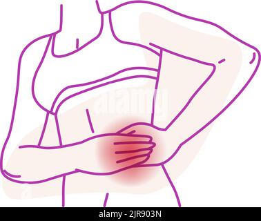 Dolore al lato sinistro, infiammazione e problemi di salute Illustrazione Vettoriale