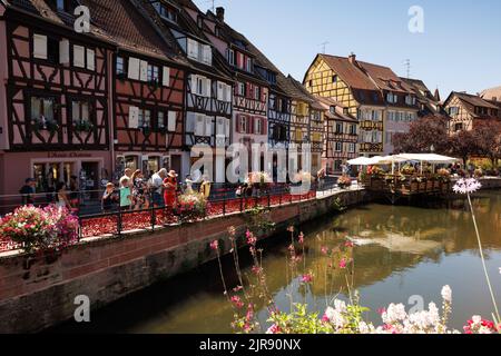 Affascinante città vecchia di Colmar in Alsazia Foto Stock