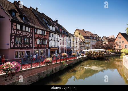 Affascinante città vecchia di Colmar in Alsazia Foto Stock