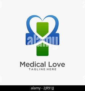 Design del logo Medical Love Illustrazione Vettoriale