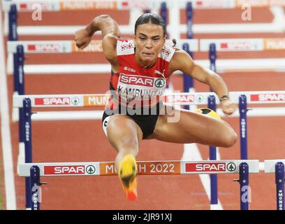 Ditaji Kambundji della Svizzera durante l'Atletica, 100m Hurdles delle Donne ai Campionati europei Monaco 2022 il 21 agosto 2022 a Monaco di Baviera, Germania - Foto Laurent Lairys / DPPI Foto Stock