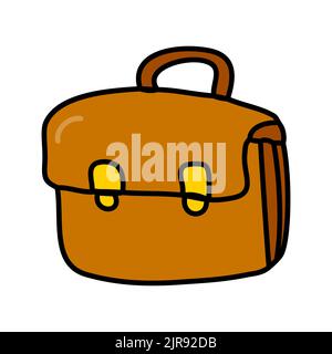 Icona a forma di valigetta simbolo segno, disegno a mano doodle colore vettore di linea Illustrazione Vettoriale