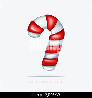 Caramella di Natale. Natale decorazione elementi di design, dolce tradizionale dono. 3D illustrazione del vettore Illustrazione Vettoriale