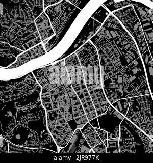 Mappa vettoriale della città urbana di Linz. Illustrazione vettoriale, poster in bianco e nero della mappa Linz in scala di grigi. Immagine della mappa stradale con vista dell'area metropolitana. Illustrazione Vettoriale