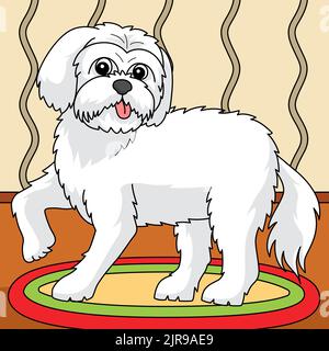 Cartoon colorato di cane maltese Illustrazione Illustrazione Vettoriale