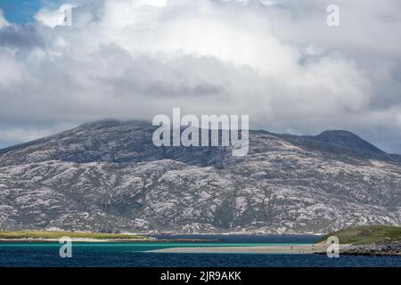 Rocky Highlands, Sound of Scarp, Hushinish, Harris, Isola di Harris, Outer Ebrides, Western Isles, Scozia, Regno Unito Foto Stock