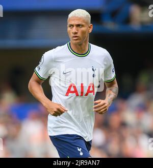 14 ago 2022 - Chelsea v Tottenham Hotspur - Premier League - Stamford Bridge Tottenham Hotspur's Richarlison durante la partita della Premier League a Stamford Bridge, Londra. Foto : Mark Pain / Alamy Live News Foto Stock