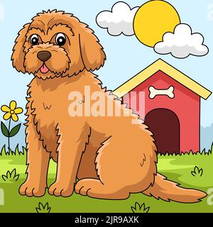 Cartoon colorato di Goldendoodle Dog Illustrazione Illustrazione Vettoriale