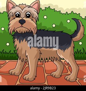 Cartoon colorato di Yorkshire Terrier Dog Illustrazione Illustrazione Vettoriale