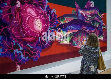 Aubusson (Francia centrale): Il Museo Internazionale degli Arazzi (Cite internationale de la tapisserie). "La Rencontre du cannibale et des carnassiers" di Foto Stock