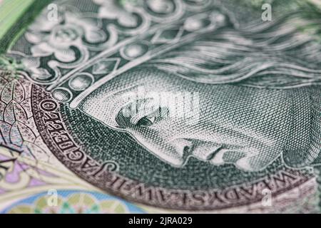 100 banconota zloty lucidata per il design Foto Stock