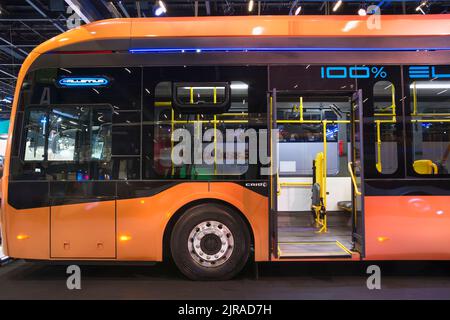 Bus elettrico Caio eMillenium in mostra alla LAT.BUS 2022 esposizione, che si svolge nella città di São Paolo. Foto Stock