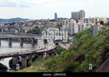 Vista da Eungbongsan a Seoul, Corea Foto Stock