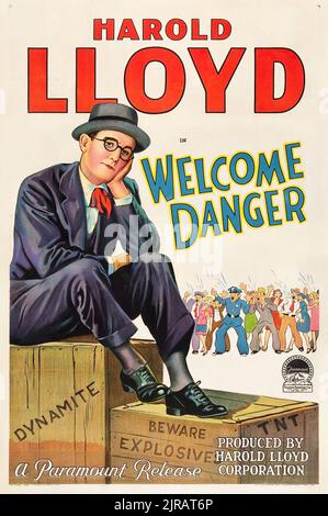 Harold Lloyd - poster del film vintage per il film del 1929 Welcome Danger Foto Stock