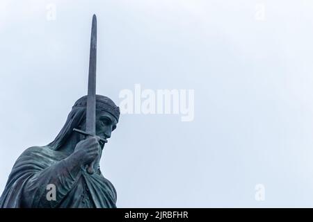 Belgrado, Serbia - 22 agosto 2022. Vista della Statua di Stafan Nemanja nel centro di Belgrado, Serbia. Il monumento a Stefan Nemanja si trova Foto Stock