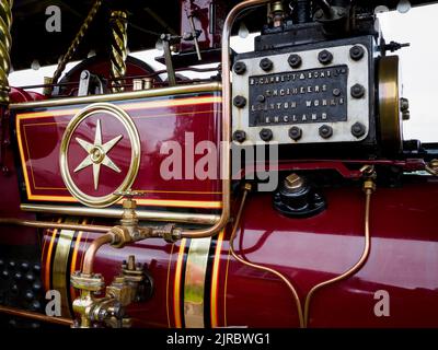 Richard Garrett & Sons motore a trazione a vapore al Launceston Steam & Vintage Rally, Cornwall, Regno Unito Foto Stock