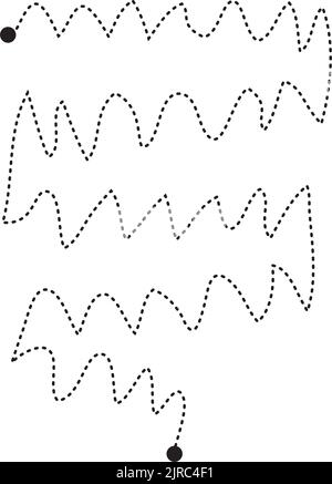 Prewriting tracciatura linee e forme curve elemento per prescolare, asilo e Montessori attività per bambini in illustrazione vettoriale Illustrazione Vettoriale