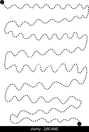 Prewriting tracciatura linee e forme curve elemento per prescolare, asilo e Montessori attività per bambini in illustrazione vettoriale Illustrazione Vettoriale