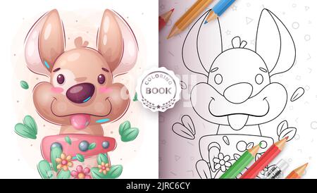 Bambino divertente cane - pagina da colorare Illustrazione Vettoriale