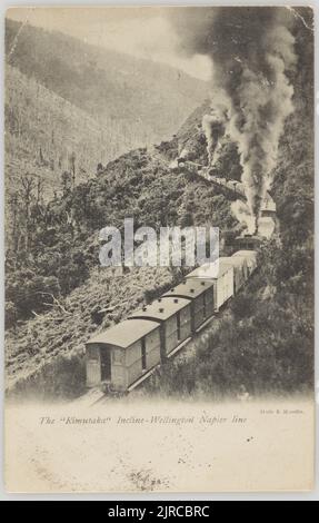 The Rimutaka Incline, Wellington-Napier line, 1900-1903, New Zealand, di Muir & Moodie. Foto Stock