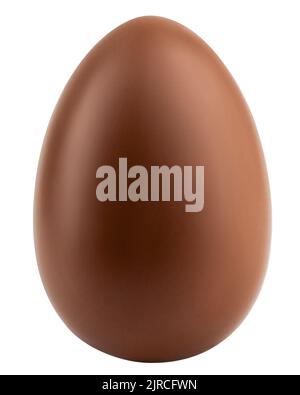 Uovo di cioccolato isolato su sfondo bianco, percorso di ritaglio, profondità di campo completa Foto Stock