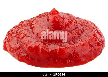 salsa di pomodoro, schizzi di ketchup, isolato su sfondo bianco, percorso di ritaglio, profondità di campo completa Foto Stock